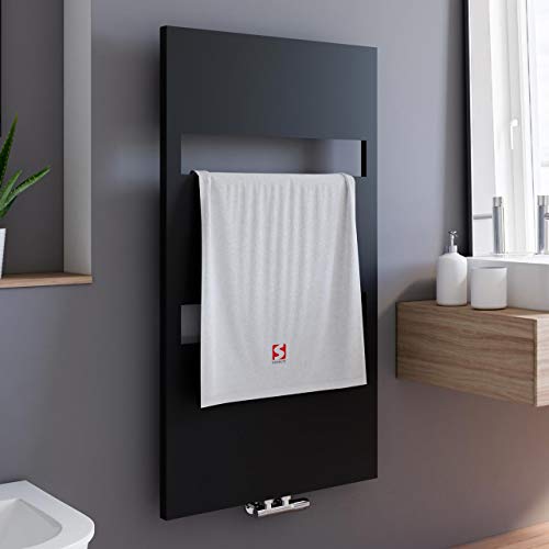 Schulte Bad-Heizkörper Turin, 114 x 60 cm, 438 Watt Leistung, Mittelanschluss und beidseitig von unten, Anthrazit, Handtuchhalter-Funktion, H113560 57 von Schulte