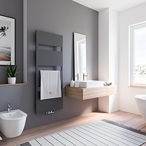 Schulte Bad-Heizkörper Turin, 154 x 50 cm, 543 Watt Leistung, Mittelanschluss und beidseitig von unten, Anthrazit, Handtuchhalter-Funktion, H154350-57 von Schulte