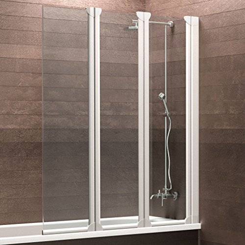 Schulte Badewannenaufsatz Duschabtrennung Badewanne Köln 3-teilig, 124 x 130 cm, Sicherheitsglas klar, Profile alpin-weiß von Schulte