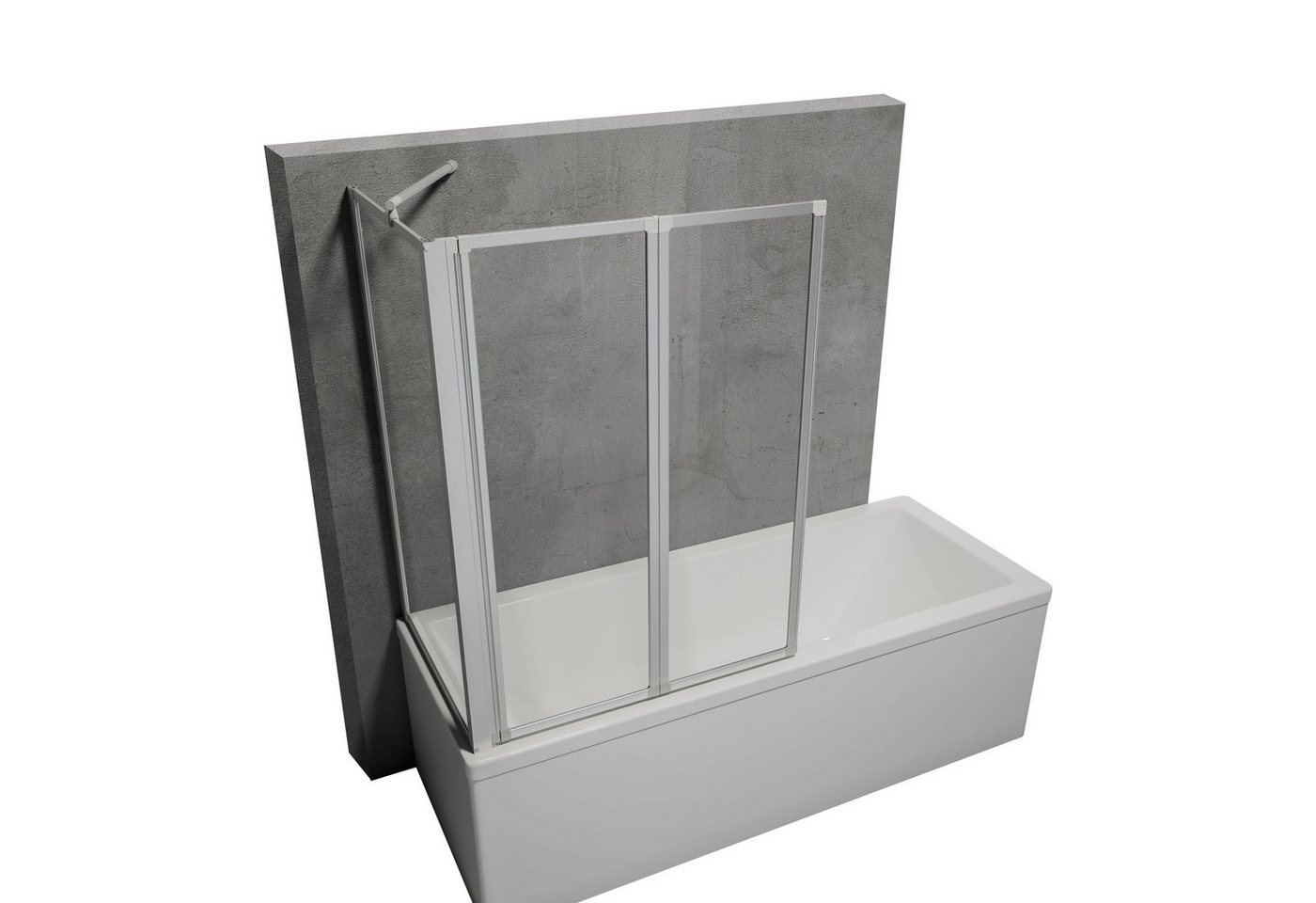 Schulte Badewannenfaltwand Smart, 3 mm Sicherheitsglas, 89x121 cm, 2 tlg + Festelement, Klebe-Montage, Klar, Alu-Natur von Schulte