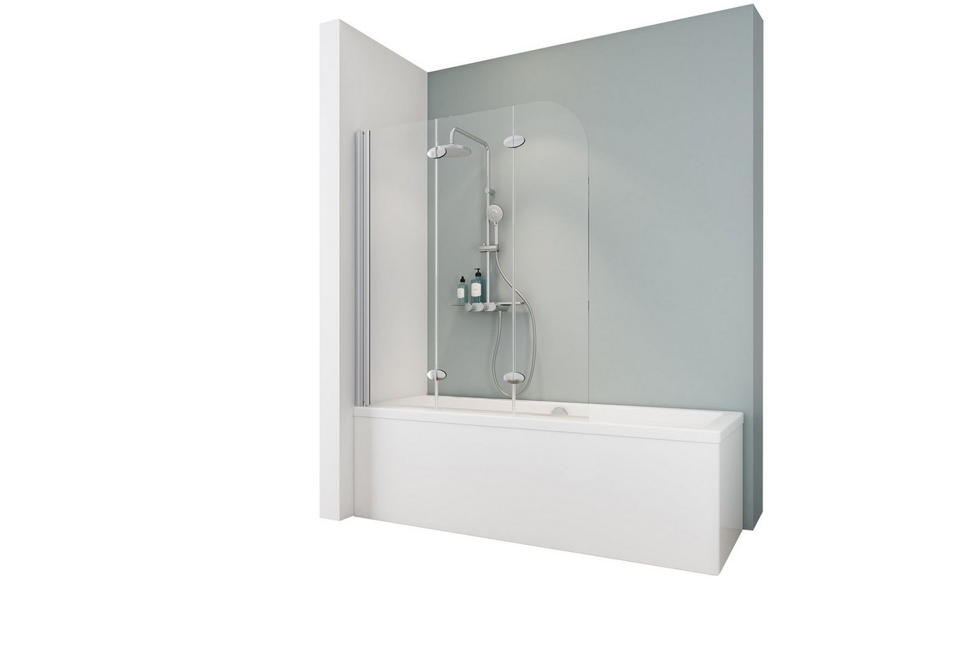 Schulte Badewannenfaltwand Komfort, 5 mm Sicherheitsglas, (3 tlg), 125x140 cm, ovale Scharniere, Klar, Alu-Natur von Schulte