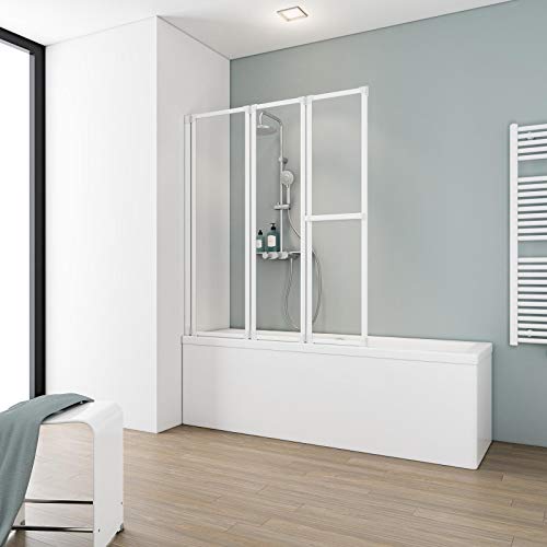 Schulte Badewannenfaltwand Komfort, alpinweiß, Kunstglas mit Softline-Dekor, D1510 04 01 von Schulte
