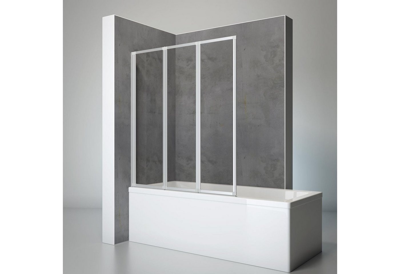 Schulte Badewannenfaltwand Well, 3 mm Sicherheitsglas, (3 tlg), 127x140 cm, Klar, Alu-Natur von Schulte