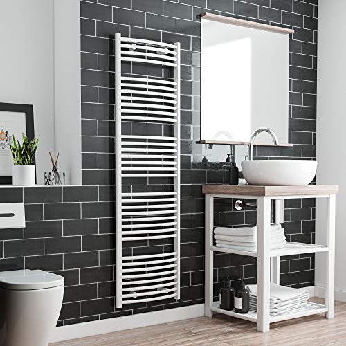 Schulte Badheizkörper gebogen mit Einzelanschluss unten, Modell Florenz, 170 x 50 cm, Weiß von Schulte