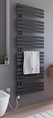 Schulte Breda Badheizkörper befüllt mit Heizstab 5, Montage links, Pearl Schwarz, 800 Watt, H02416960-E5L 72 von Schulte