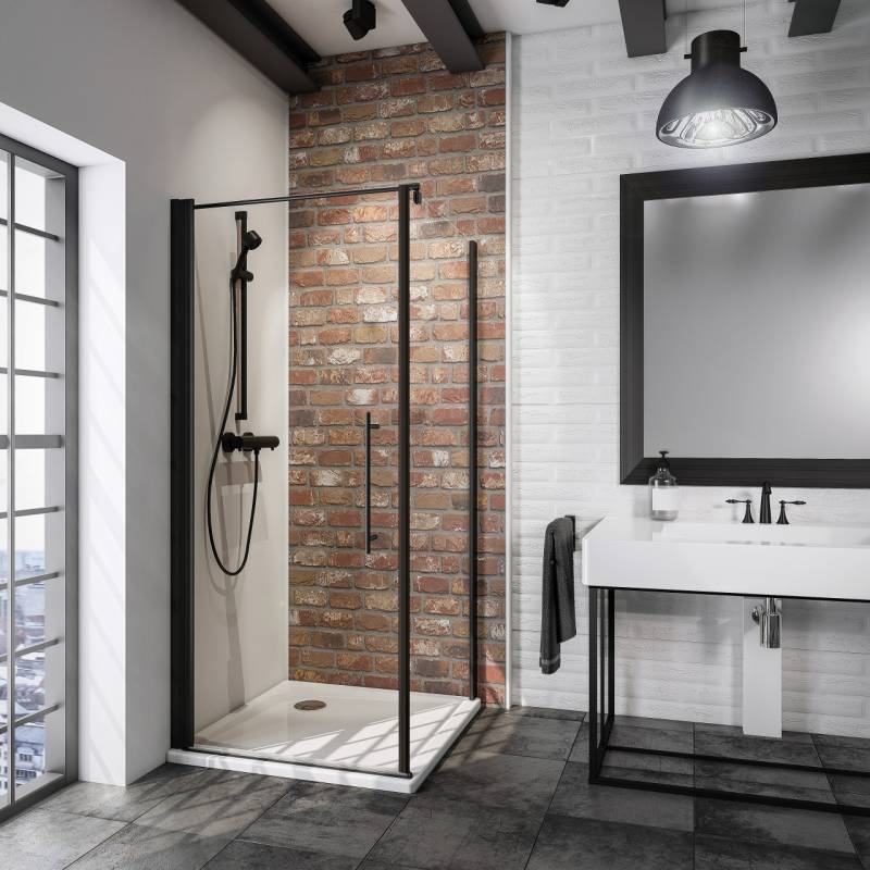 Schulte Drehtür mit Seitenwand Alexa Style 2.0 90 x 90 cm mattschwarz von Schulte