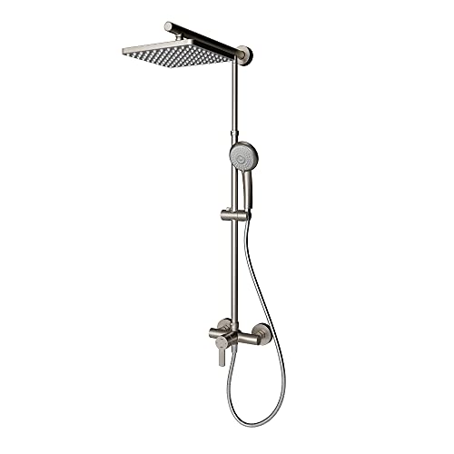 Schulte DuschMaster Rain Einhebelmischer, Edelstahloptik, Duschkopf Eckig und Handbrause, EP9621 90 von Schulte