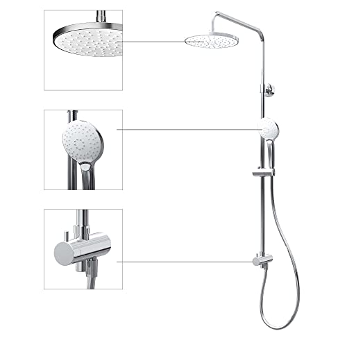 Schulte DuschMaster Rain III mit Umsteller White Style, Duschystem mit Kopf- und Handbrause, D9692624 von Schulte