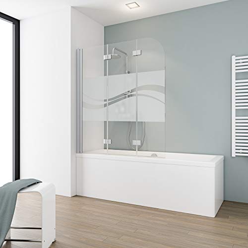 Schulte Duschabtrennung, faltbar für Badewanne, einfacher Aufbau, 125 x 140 cm, 5 mm Sicherheitsglas Liane, alunatur, Scharnier Eckig D3354 01 97 2 22 von Schulte