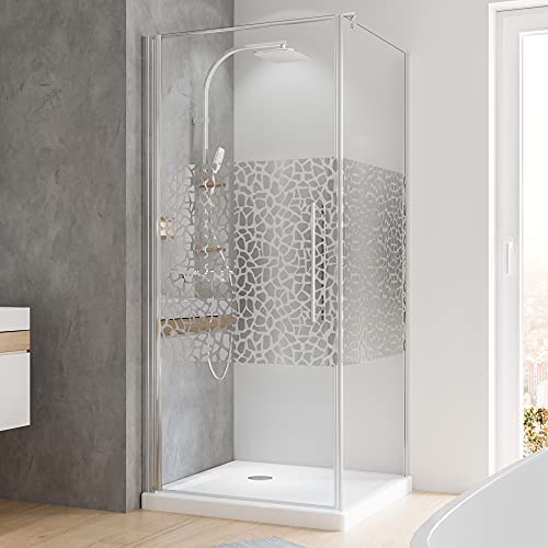 Schulte Duschkabine Glas-Dusche 80x80, 5mm Stärke Drehtür und Seitenwand chrom-optik Sicherheitsglas terrazzo von Schulte