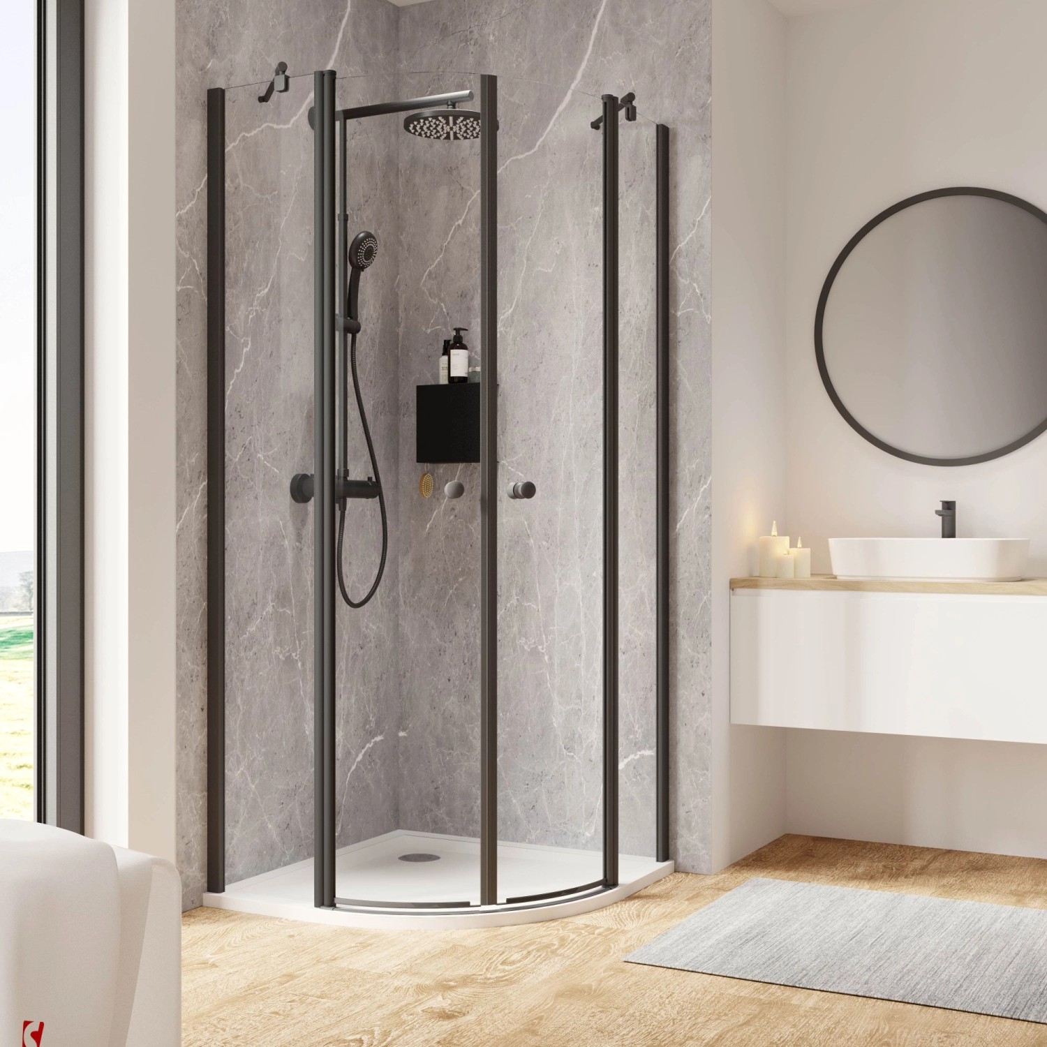 Schulte Duschkabine Runddusche Garant 2.0 90x90x200 cm Mattschwarz Schulte Duschkabine Runddusche Garant 2.0 90x90x200 cm Mattschwarz von Schulte
