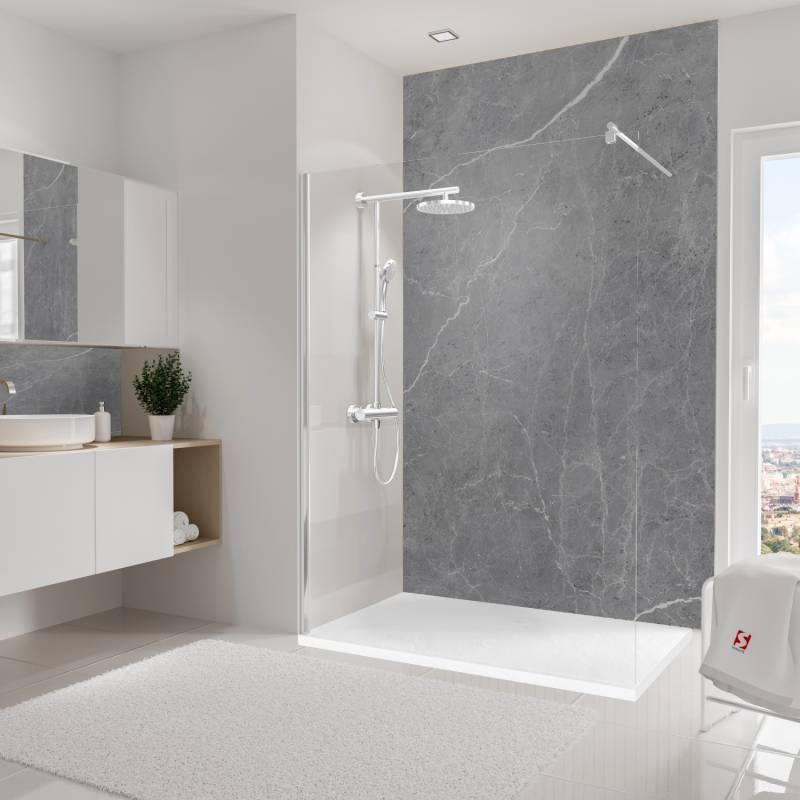 Schulte Duschrückwand DecoDesign Softtouch Stein Marmor-Grau 255 cm x 150 cm von Schulte