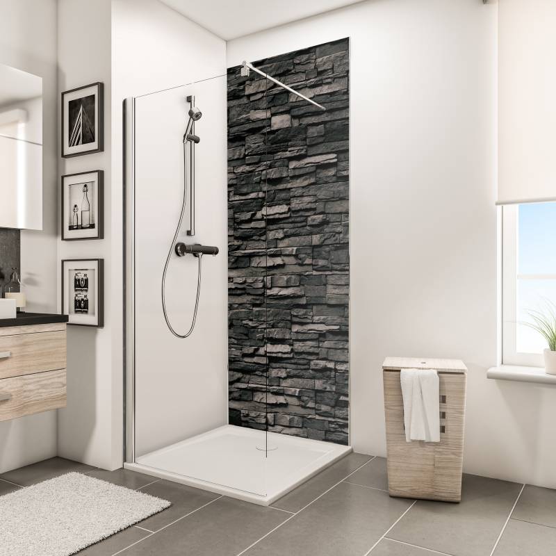 Schulte Duschrückwand 'DecoDesign' Stein Verblender-Anthrazit, 150 x 255 cm von Schulte