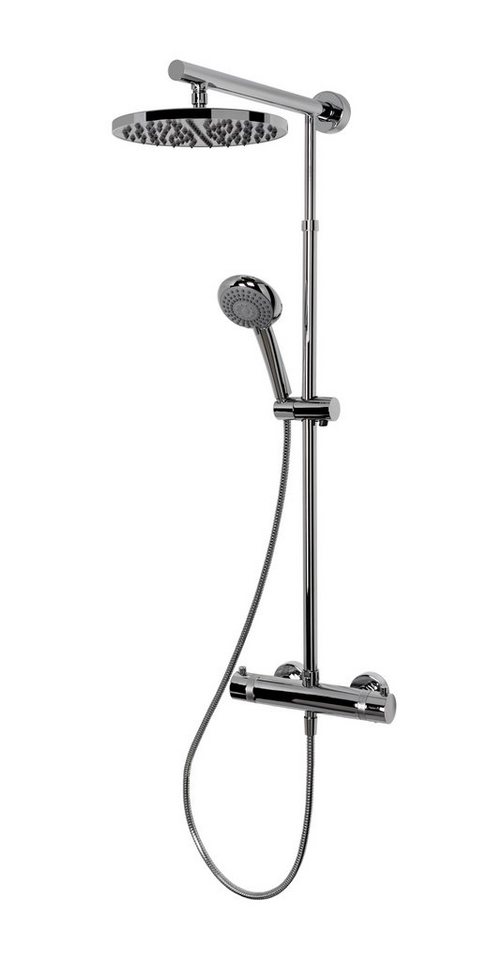 Schulte Duschsystem DuschMaster Rain Classic" mit Thermostat, Höhe 155.4 cm, inkl. Handbrause, unde Kopfbrause, extra-flach, Chromoptik" von Schulte