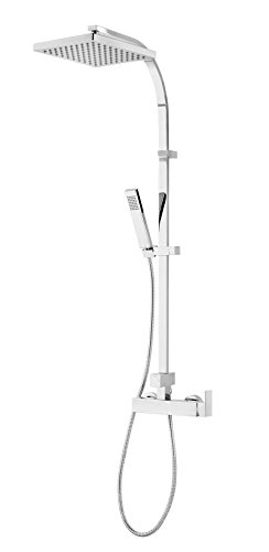 Schulte Duschsystem mit Einhebelmischer, Kopfbrause eckig, verchromter Korpus aus Messing, Duschmaster Rain II mit Regendusche von Schulte