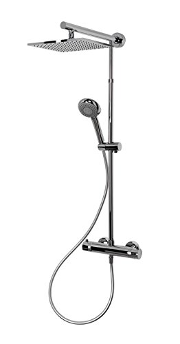 Schulte Duschsystem mit Sicherheits-Thermostat, Kopfbrause eckig extra-flach, verchromter Korpus aus Messing, Duschmaster Rain mit Regendusche Schulte Duschsystem mit Sicherheits-Thermostat, Kopfbrause eckig extra-flach, verchromter Korpus aus Messing, Duschmaster Rain mit Regendusche von Schulte