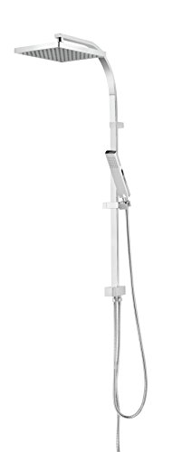 Schulte Duschsystem mit Umsteller, Kopfbrause eckig, verchromter Korpus aus Messing, Duschmaster Rain II mit Regendusche von Schulte