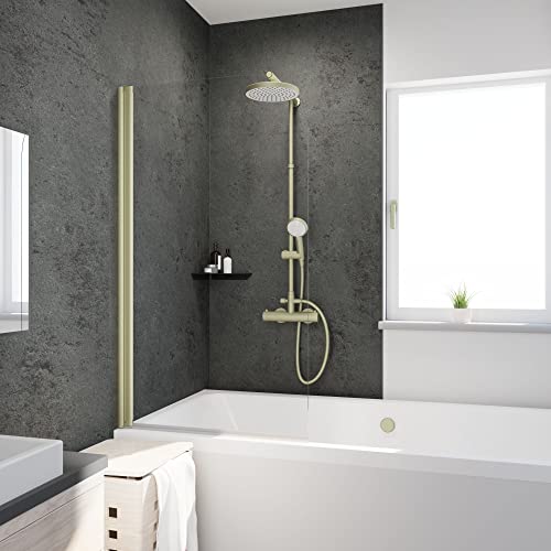Schulte Duschwand 1-teilig Pendelbar in Gold, 80 x 140 cm, 5 mm Sicherheits-Glas, Duschabtrennung für Badewanne, inkl Fixil-Beschichtung Schulte Duschwand 1-teilig Pendelbar in Gold, 80 x 140 cm, 5 mm Sicherheits-Glas, Duschabtrennung für Badewanne, inkl Fixil-Beschichtung von Schulte