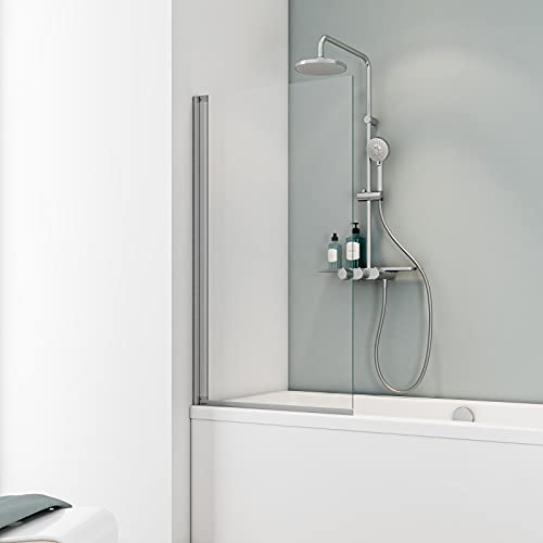 Schulte Duschwand Berlin, 70 x 130 cm, 5 mm Sicherheitsglas klar hell, alunatur, D16503 01 50, Duschabtrennung für Badewanne von Schulte