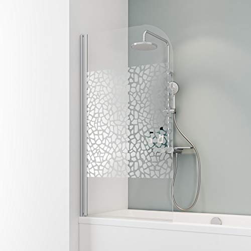 Schulte D1650 Duschwand Komfort, 80 x 140 cm, 5 mm Sicherheitsglas Terrazzo chrom, alu natur, Duschabtrennung für Badewanne von Schulte