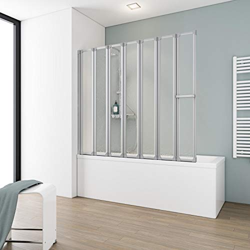 Schulte Duschabtrennung faltbar für Badewanne, 159 x 140 cm, einfacher Aufbau, Kunstglas Softline hell, Alu-Natur, Made in Germany, D1317 01 01 von Schulte