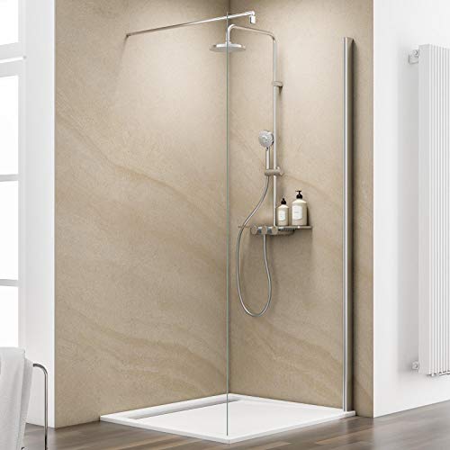 Schulte Duschwand MasterClass Walk In M6, 100 x 220 cm, 6 mm Sicherheitsglas klar hell fixil beschichtet, chromoptik, Montage auf Duschwanne oder Fliese von Schulte