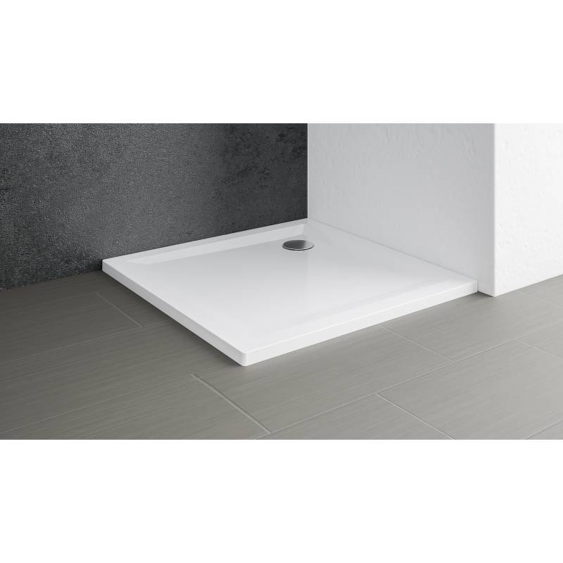 Schulte Duschwanne Mineralguss extra-flach Rechteck weiß 80 x 100 cm von Schulte