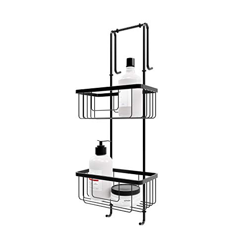 Schulte EP1828 Duschablage zum Hängen, 2 Etagen, Edelstahl Schwarz pulverbeschichtet, 67 cm lang, Aufbewahrung von Duschzeug, Halter für Wischer von Schulte