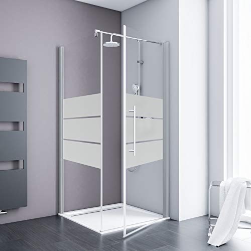 Schulte AS 2.0 ExpressPlus Drehtür mit Seitenwand 90 x 90 x 192 cm, Profile in Alu-Natur, Sicherheitsglas (ESG) Dekor Depoli Light EP321506 01 310 von Schulte