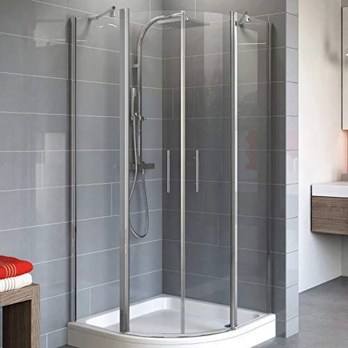 Schulte EP325006 01 500 Duschkabine Alexa Style 2.0 Runddusche, 90 x 90 cm, 192 cm, Radius 50 cm, 5 mm Sicherheitsglas klar hell beschichtet, alunatur, Montage auf Duschewanne oder Fliese von Schulte