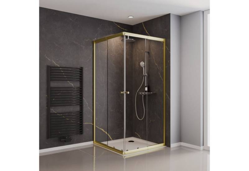 Schulte Eckdusche Sunny, variabler Verstellbereich 75x75 - 90x90 cm, Höhe: 180 cm, BxT: 90x90 cm, 4 mm Sicherheitsglas, Eckeinstieg mit Schiebetüren, Klarglas von Schulte