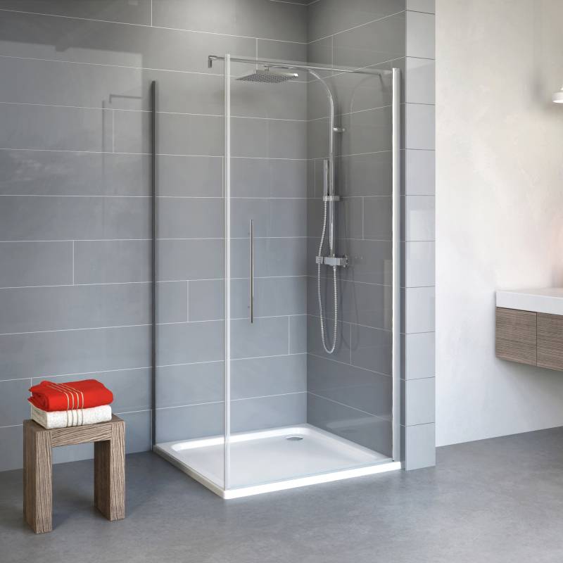 Schulte Eckdusche mit Drehtür 'Alexa Style 2.0' teilgerahmt, aluminiumfarben, 80 x 192 x 80 cm von Schulte