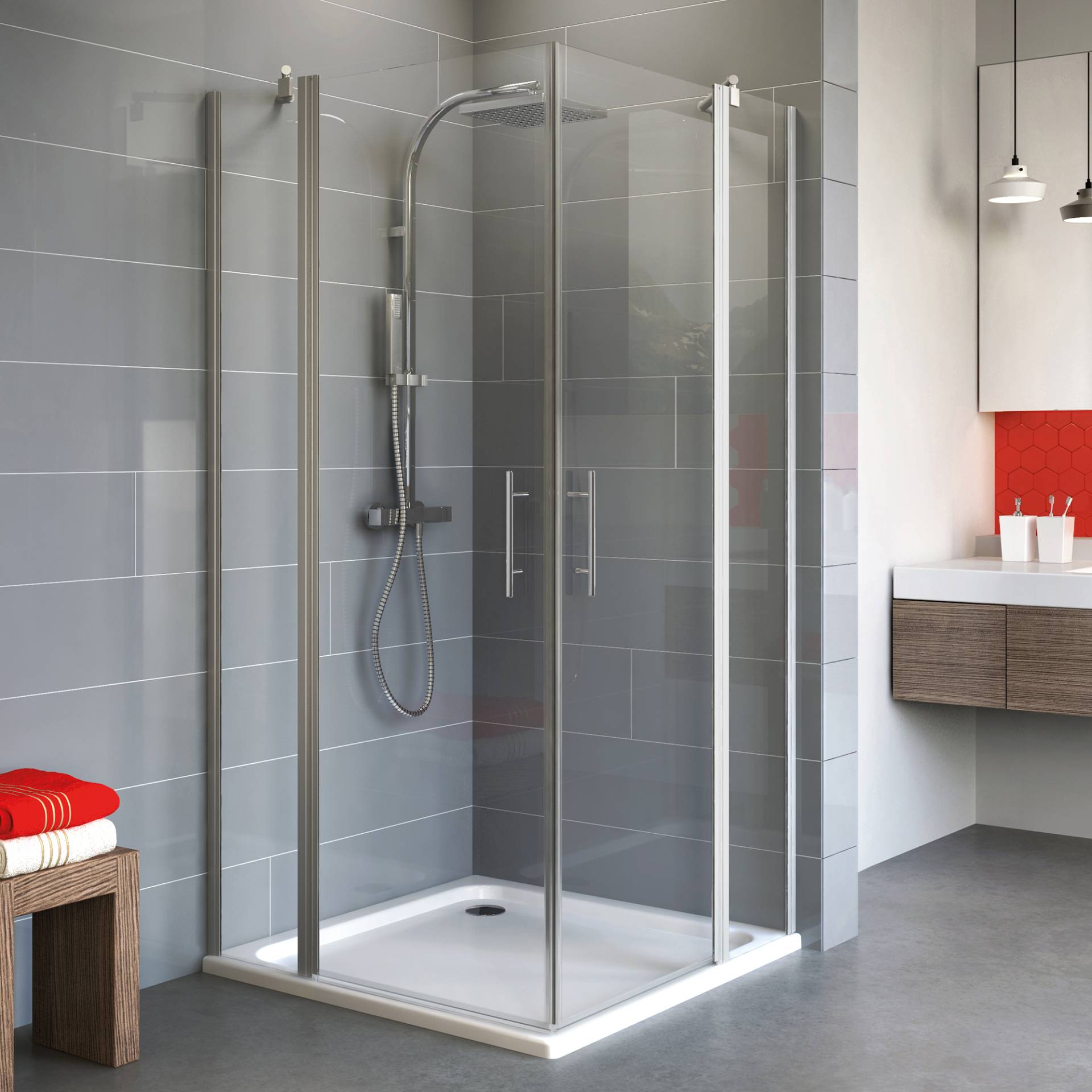 Schulte Eckdusche mit Drehtür 'Alexa Style 2.0' teilgerahmt, aluminiumfarben, 80 x 192 x 80 cm Schulte Eckdusche mit Drehtür 'Alexa Style 2.0' teilgerahmt, aluminiumfarben, 80 x 192 x 80 cm von Schulte