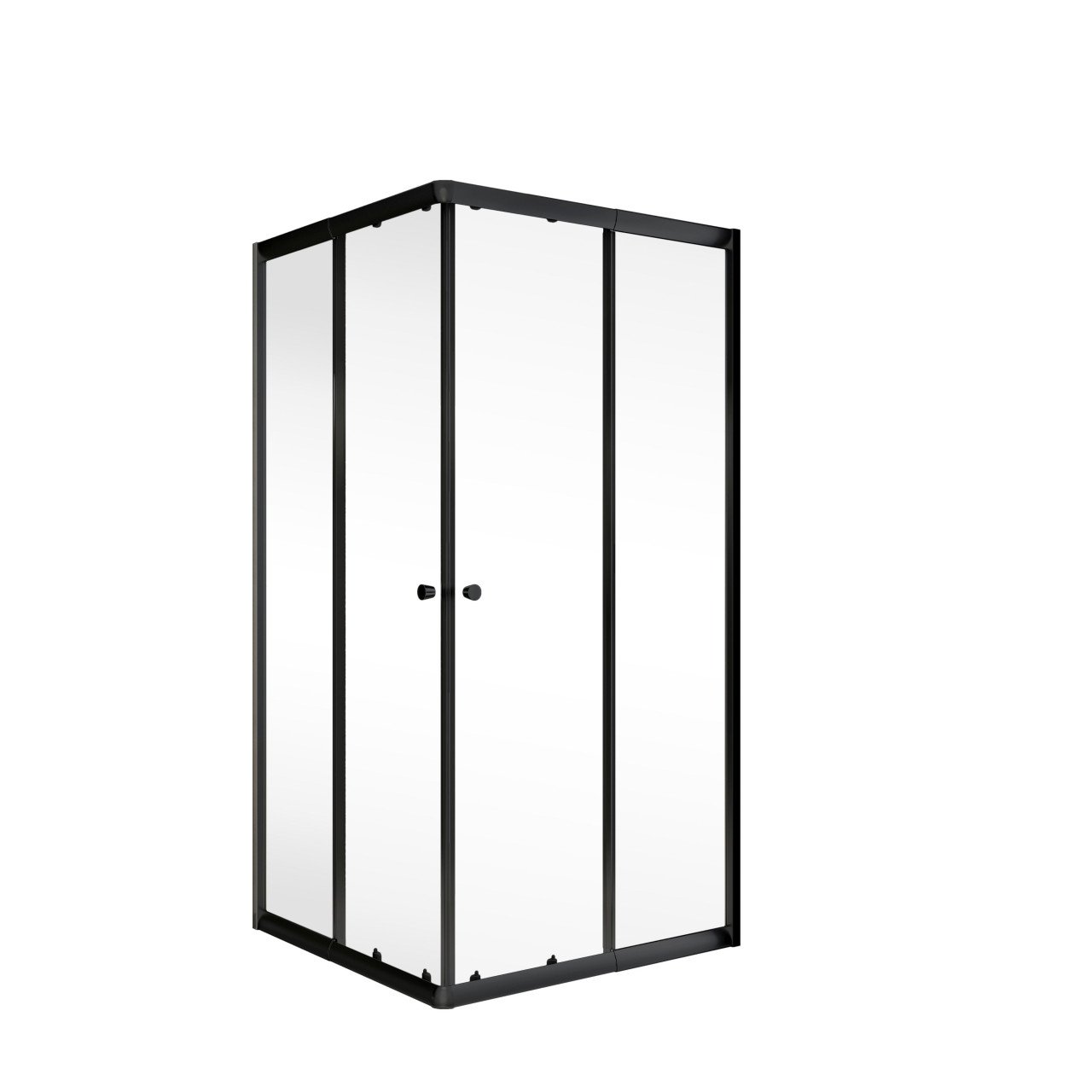 Schulte Eckeinstieg Sunny mit Schiebetüren und Klarglas 75 - 90 x 180 cm mattschwarz von Schulte
