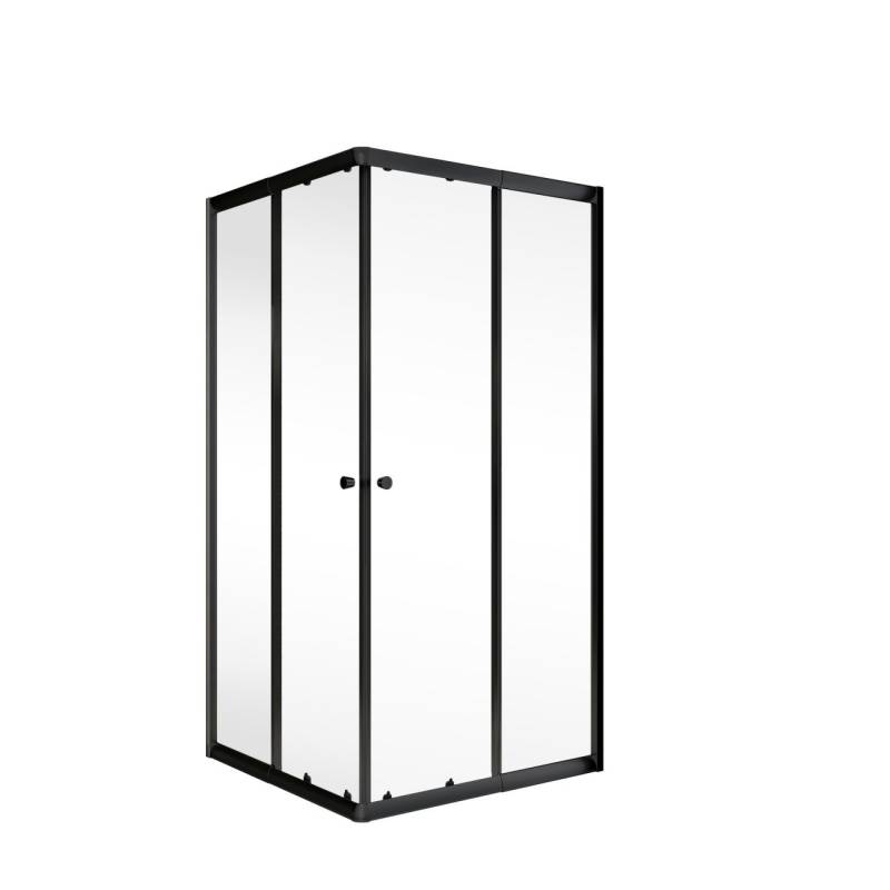 Schulte Eckeinstieg Sunny mit Schiebetüren und Klarglas 75 - 90 x 180 cm mattschwarz von Schulte