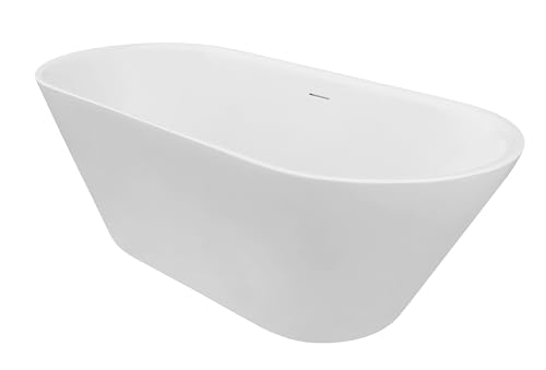 Schulte freistehende Badewanne Isla 170 x 75 cm, hochwertiges Sanitär-Acryl Weiß, Komplettset inkl. Ablaufgarnitur Schlitzüberlauf, Luxuriöses von Schulte