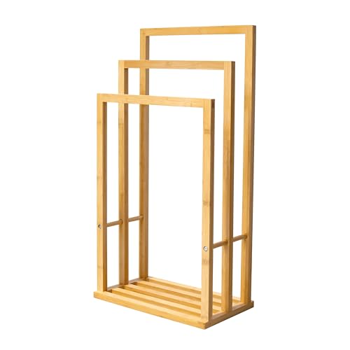 Schulte Treppenförmiger Handtuchhalter aus Bambus – Stehend mit 3 Handtuchstangen, stilvolles Design für Badezimmer & Küche, EP1839 Schulte Treppenförmiger Handtuchhalter aus Bambus – Stehend mit 3 Handtuchstangen, stilvolles Design für Badezimmer & Küche, EP1839 von Schulte