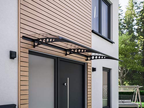 Schulte Vordach Haustür Überdachung 200x90 cm Stahl anthrazit rostfrei Polycarbonat durchgehend transparent Pultvordach Style Plus von Schulte
