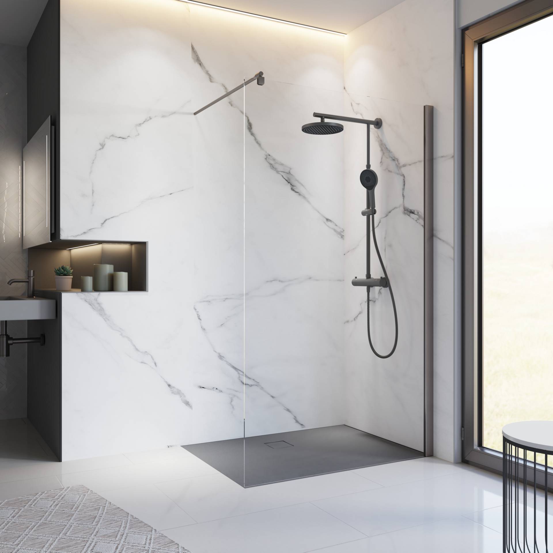 Schulte Walk-In-Duschwand 'Alexa Style 2.0' Gunmetal 200 x 100 cm Schulte Walk-In-Duschwand 'Alexa Style 2.0' Gunmetal 200 x 100 cm von Schulte