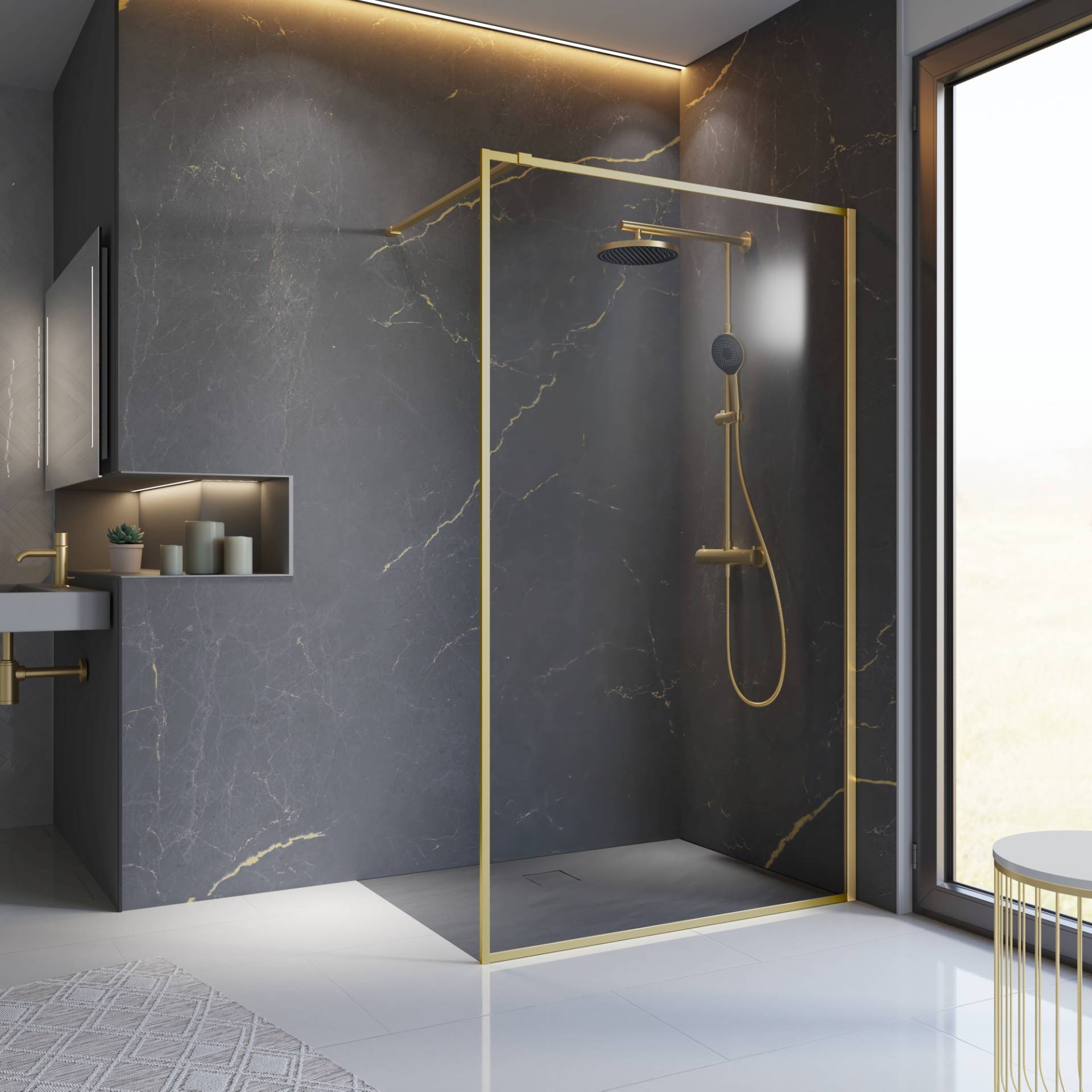 Schulte Walk-In-Duschwand 'Trend 2.0' Goldoptik 100 x 200 cm Schulte Walk-In-Duschwand 'Trend 2.0' Goldoptik 100 x 200 cm von Schulte