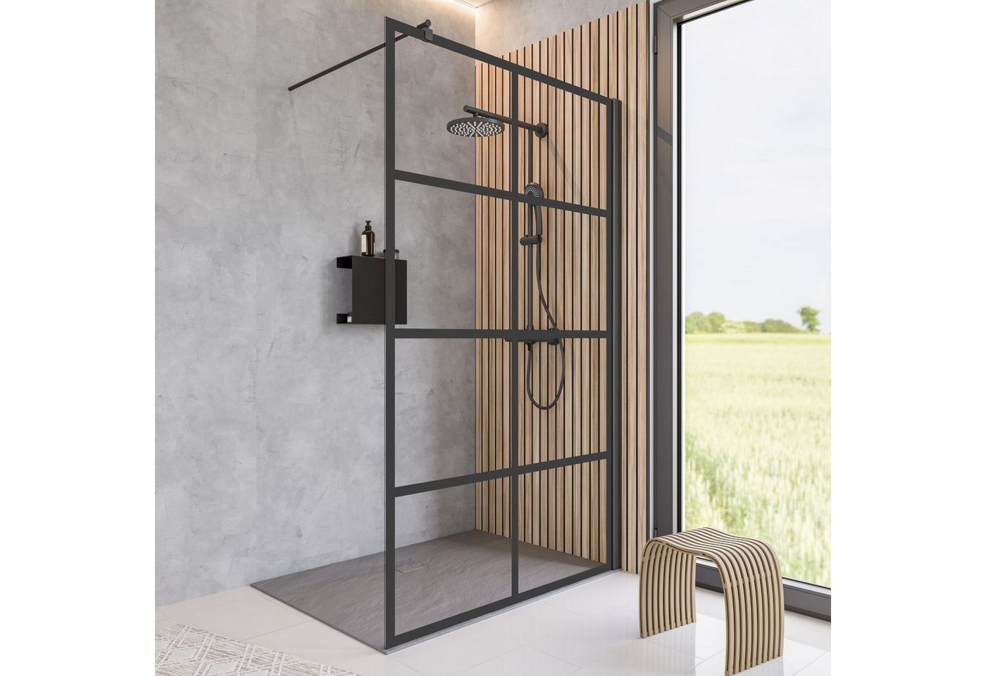 Schulte Walk-in-Dusche Alexa Style 2.0, 6 mm Sicherheitsglas inkl. fixil-Glassiegel, BxH: 120 x 200 cm, Dekor Soho-Black, Frontscheibe von Schulte