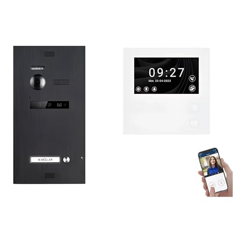 SCHUTZER Balter EVO HD Video-Türsprechanlage Set für 1-Familienhaus | 7" Touchscreen Monitor + Full-HD Kamera | Erweiterbar auf 4 Monitore und 1 Türstationen (Schwarz mit Wi-Fi, 1 Monitor) von SCHUTZER