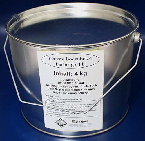 Wasserrose® 4 kg (1kg=18,75€) BODENBEIZE GELB BOHNERWACHS MIT Farbstoff Made IN Germany von Schutzmarke WASSERROSE