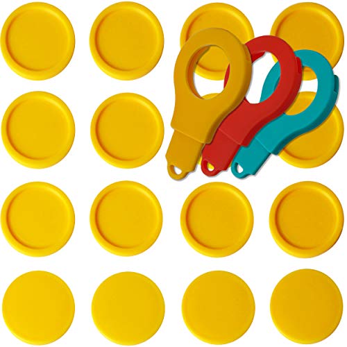25 Einkaufswagenchips Pfandmarken EKW2 Wertmarken Farbe Gelb, Randmarken + 3 Chiphalter für Schlüsselbund von SchwabMarken von SchwabMarken