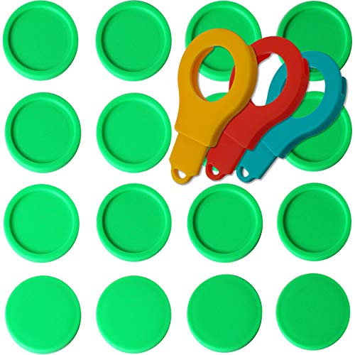 SchwabMarken 50 Einkaufswagenchips Pfandmarken EKW2 Wertmarken Farbe Neon-Grün, Randmarken + 3 Chiphalter für Schlüsselbund von SchwabMarken