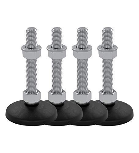 Schwaderer Maschinenfüße/Stellfüße/Nivellierfüße/Gelenkfüße, höhenverstellbar KF 80 (M10x200), Ø 79mm, 4er-Set, Gewinde M10, Länge 200mm, Kunststoff/Stahl, Gewinde von M8-M30 von Schwaderer GmbH