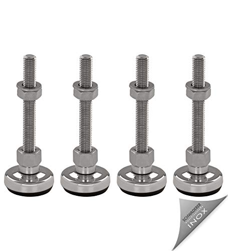 Schwaderer Maschinenfüße/Stellfüße/Nivellierfüße/Gelenkfüße, höhenverstellbar SFE 40, Ø 40mm, 4er-Set, Edelstahl, Gewindegrößen M8-M30, (M10x80) von Schwaderer GmbH