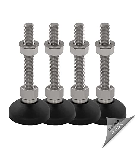 Schwaderer Maschinenfüße/Stellfüße/Nivelllierfüße/Gelenkfüße, höhenverstellbar KFE 50 (M8x50), Ø 49 mm, 4er-Set, Gewinde M8, Länge 50mm, Kunststoff/Edelstahl, Gewinde von M8-M30 von Schwaderer GmbH