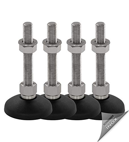 Schwaderer Maschinenfüße/Stellfüße/Nivelllierfüße/Gelenkfüße, höhenverstellbar KFE 60 (M10x120), Ø 59mm, 4er-Set, Gewinde M10, Länge 120mm, Kunststoff/Edelstahl, Gewinde von M8-M30 von Schwaderer GmbH