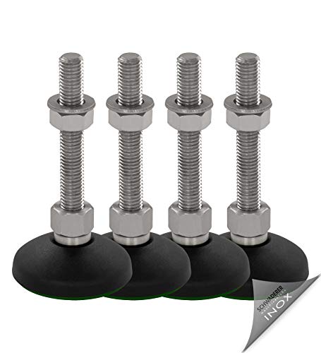 Schwaderer Maschinenfüße/Stellfüße/Nivelllierfüße/Gelenkfüße, höhenverstellbar KFE 60 N (M10x50), Ø 59mm, 4er-Set, Gewinde M10, Länge 50mm, Kunststoff/Edelstahl, Gewinde von M8-M30 von Schwaderer GmbH